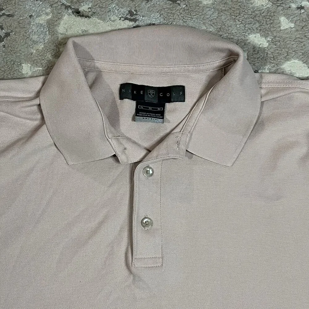 Vintage Nike Golf Dri-FIT Polo Shirt XL Pink Y2K Tiger Era Cotton Blend Swoosh